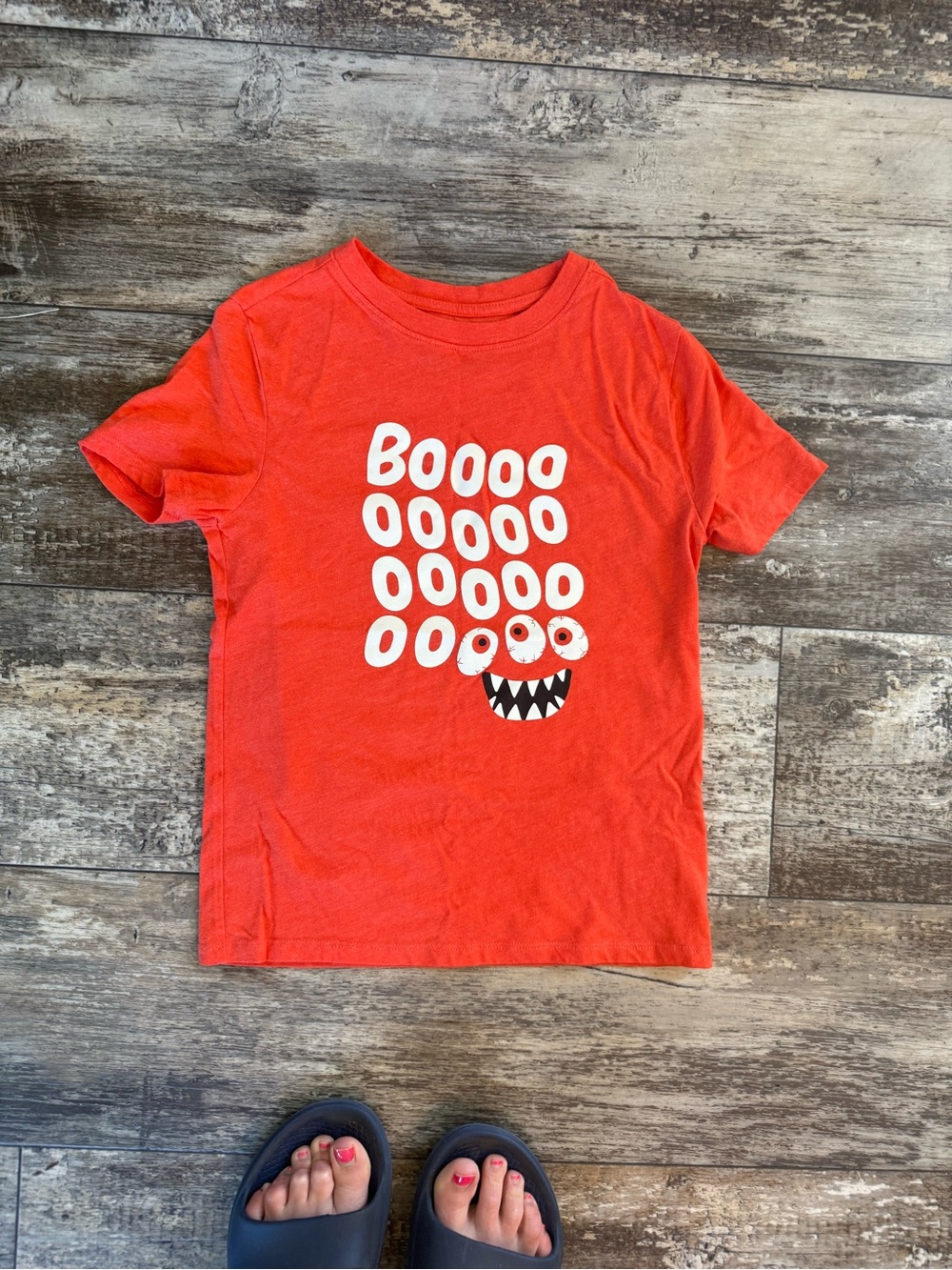 2 for $10 sale: Cat & Jack glow in dark orange Halloween “Boooo” t-shirt - M/8